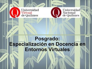 Posgrado: Especialización en Docencia en Entornos Virtuales 