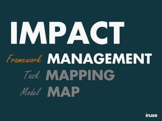 IMPACT
MAPPING
MAP
MANAGEMENTFramework
Task
Model
 