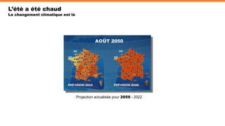 Projection actualisée pour 2050 - 2022
L’été a été chaud
Le changement climatique est là
 