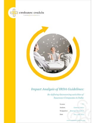 Impact analysis of IRDA Guidelines - Re-defining outsourcing activities of insurance companies in India