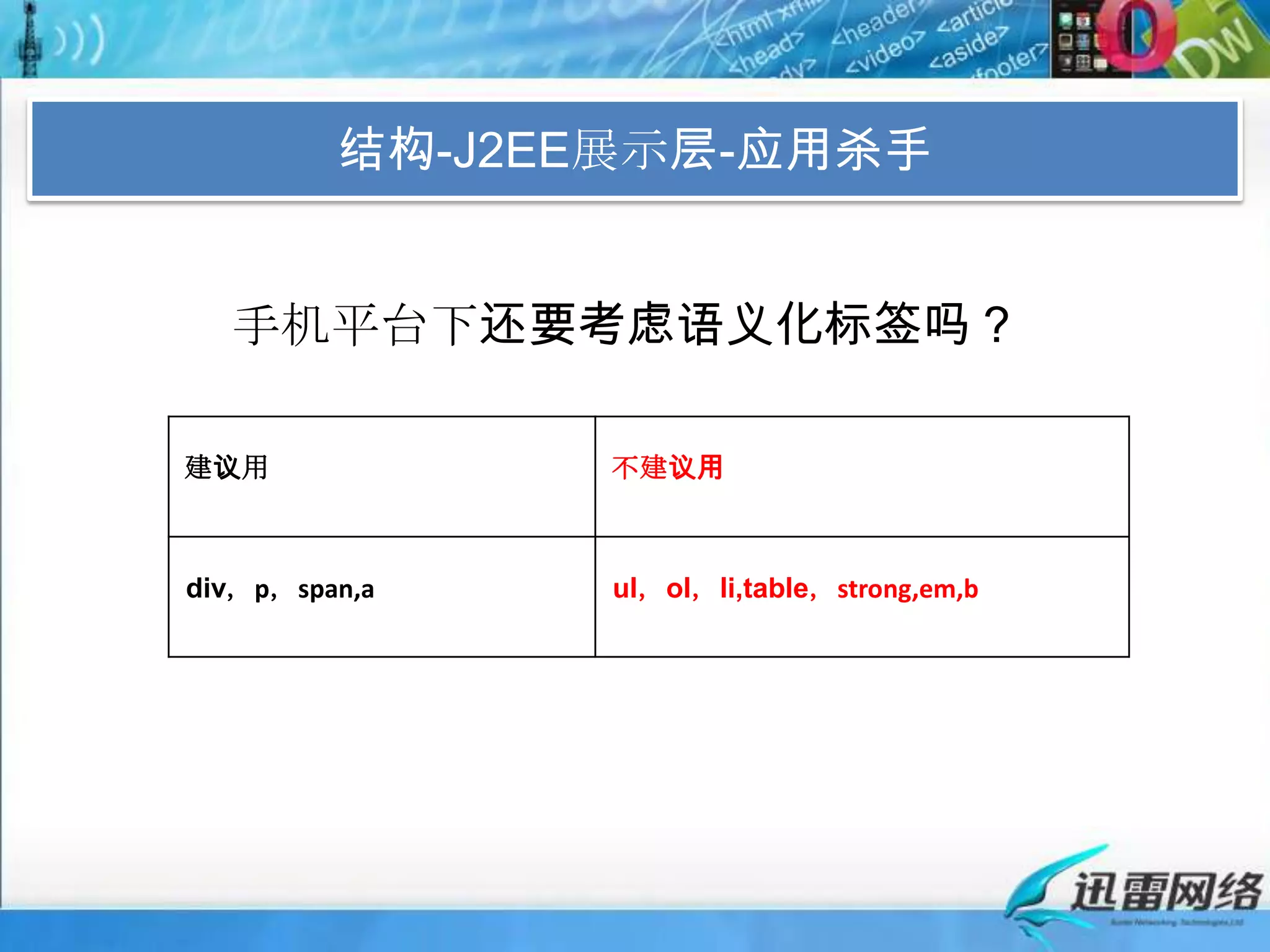 结构-J2EE展示层-应用杀手手机平台下还要考虑语义化标签吗？