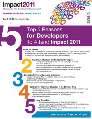 Top 5 Reason for Software Developers to Attend Impact 2011