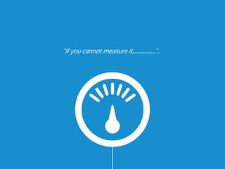 “If you cannot measure it,…………..”.
 