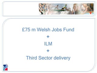 £75 m Welsh Jobs Fund + ILM + Third Sector delivery 