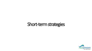 Short-termstrategies
• Adjust cancellation policy to
encourage stay date adjustments for
up to a year or simply provide gi...