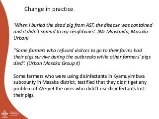 Participatory Impact Assessment following training of smallholder pig farmers on biosecurity for the control of African swine fever in Uganda