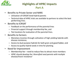 Impact assessment at ICRISAT