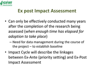 Impact assessment at ICRISAT