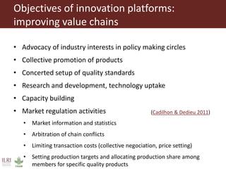 A conceptual framework to evaluate the impact of innovation platforms on agrifood value chains development
