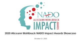 2020 Aliceann Wohlbruck NADO Impact Awards Showcase
October 21, 2020
 