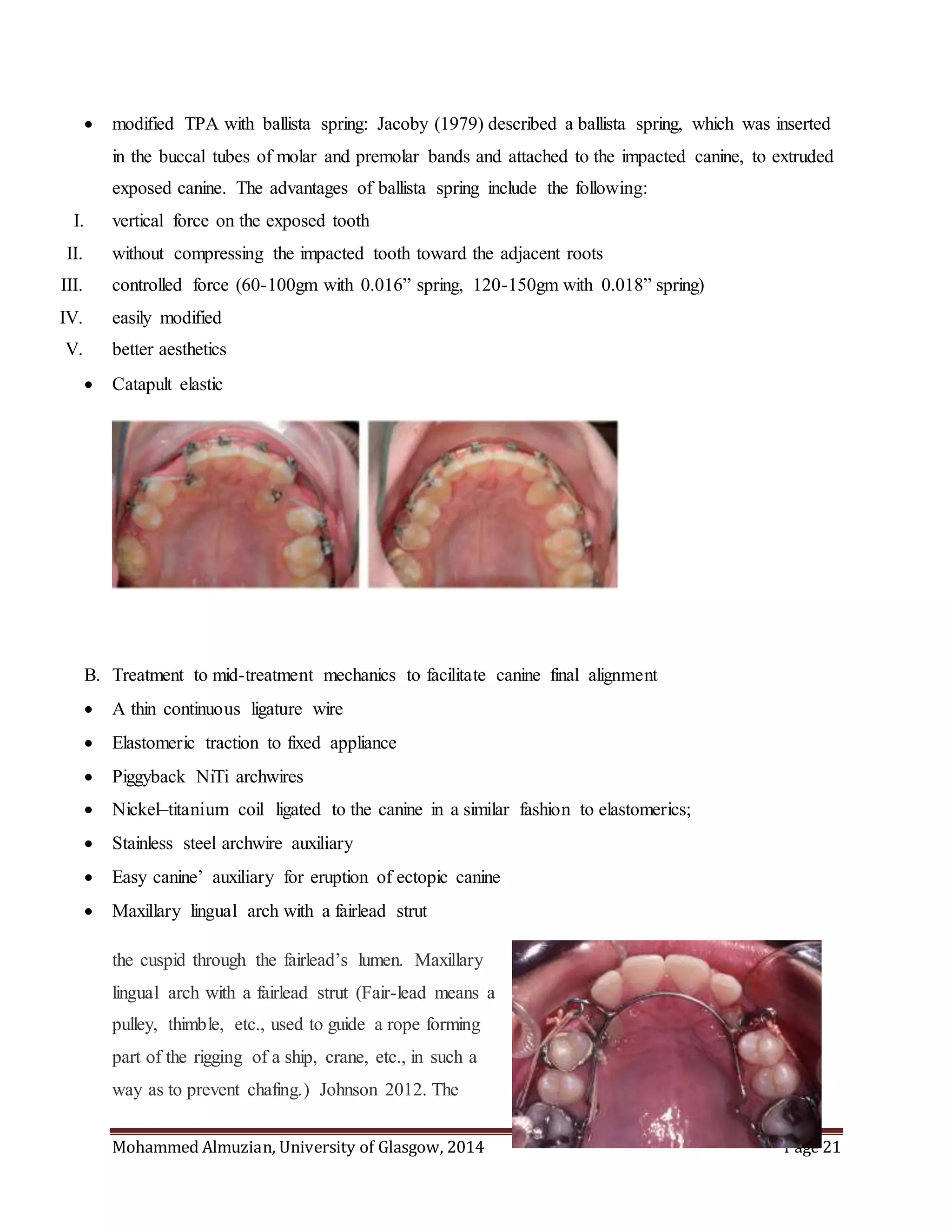 Impacted upper canines / for orthodontists by Almuzian | DOCX