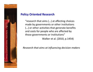 Impact Evaluation of Policy Oriented Research: why should CIAT engage with it now (and how to do that)?