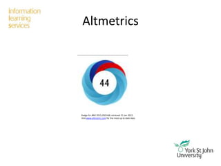 Altmetrics
Badge for BMJ 2015;350:h68, retrieved 21 Jan 2015.
Visit www.altmetric.com for the most up to date data.
 