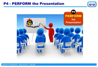 Designed & Developed by : Wong Yew Yip : 7 July 2021
P4 - PERFORM the Presentation
PERFORM
the
Presentation
P4
 