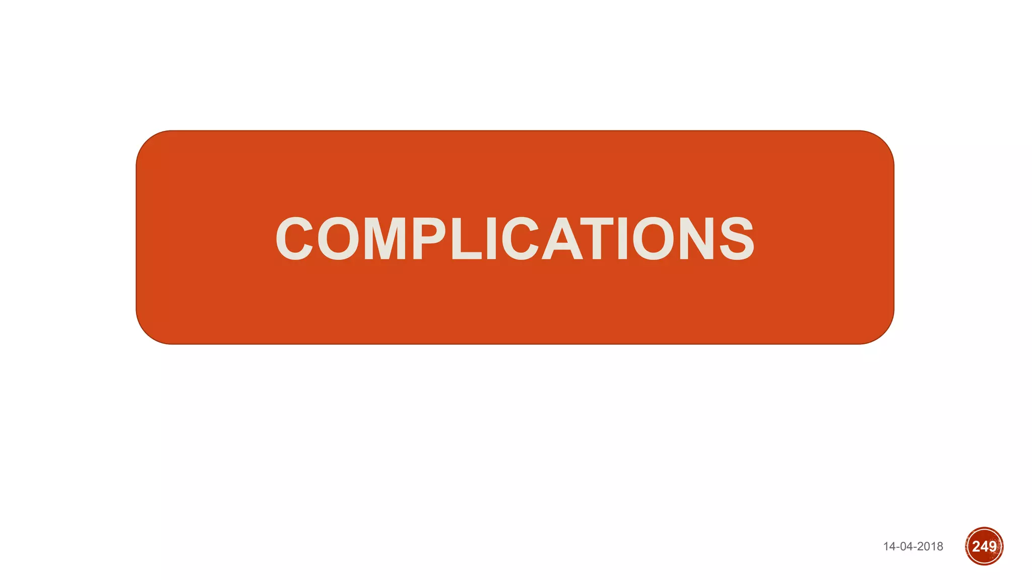 14-04-2018 249
COMPLICATIONS
 