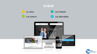 AirBnB
La vision1
Les acteurs2
Les impacts3
Les délivrables4
 