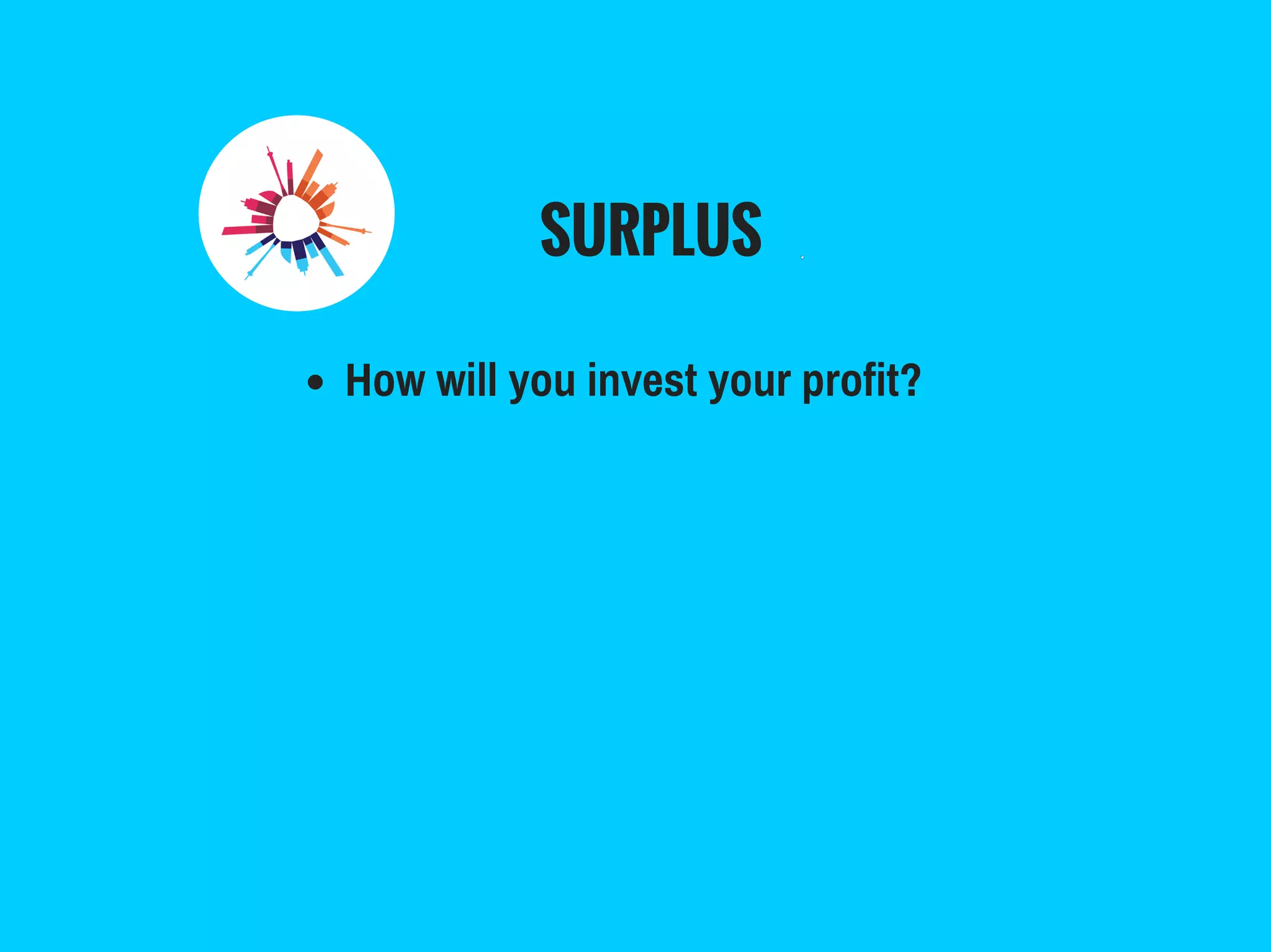 SURPLUS
How will you invest your profit?
 