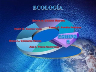 ECOLOGÍAEdwin A. Chavez MacedoLaura G. Puebla PedrazaItzelt G. Guerra VeraEQUIPO 5Diana L. Gonzalez RosasAna I. Perea Contreras