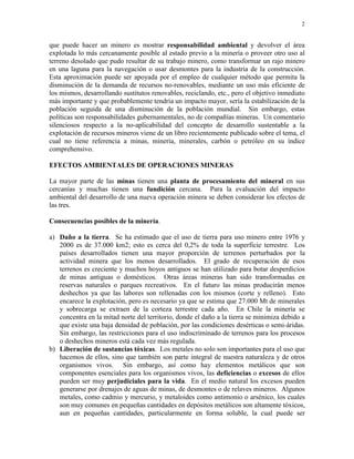 Impacto ambiental de la actividad minera | PDF