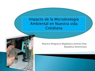 Impacto de la Microbiología
 Ambiental en Nuestra vida
        Cotidiana



       Maestra Altagracia Magdalena Jiménez Díaz
                           Republica Dominicana
 