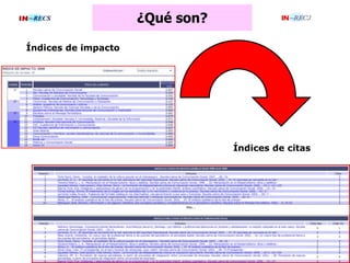 ¿Qué son?
Índices de impacto
Índices de citas
 