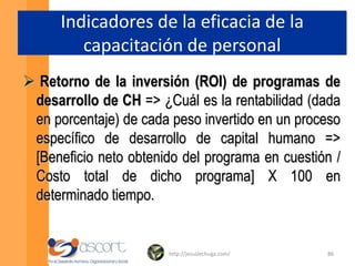 Indicadores  de eficiencia de la captación y selecciónRazón reclutamiento externo. Razón reclutamiento interno. Razón profesionistas. Costo promedio reclutamiento externo/interno.Costo promedio reclutamiento profesionista.Tiempo de respuesta.http://jesuslechuga.com/54