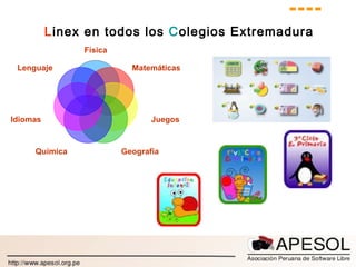 L inex en todos los  C olegios Extremadura Física Matemáticas Juegos Geografía Química Idiomas Lenguaje 