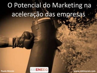 O Potencial do Marketing na
      aceleração das empresas




Paulo Morais              www.mktmorais.com
 
