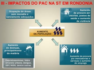 III - IMPACTOS DO PAC NA ST EM RONDONIA
 