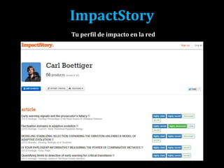 ImpactStory
Tu perfil de impacto en la red
 