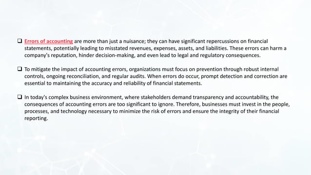 Impact of Accounting Errors on Financial Statements Detection and ...