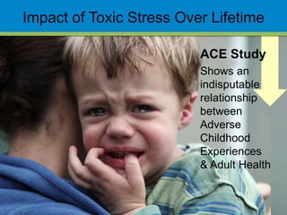 Impact of Toxic Stress Over Lifetime
ACE Study
Shows an
indisputable
relationship
between
Adverse
Childhood
Experiences
& Adult Health
 