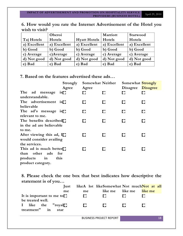 hotel survey questions