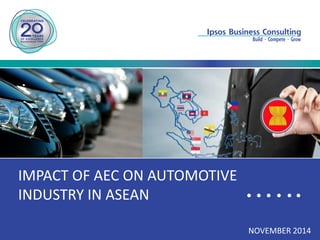 Thailand.bc@ipsos.com
IMPACT OF AEC ON AUTOMOTIVE
INDUSTRY IN ASEAN
NOVEMBER 2014
 