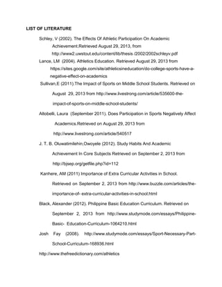 Impact of athletics to students' study habits-N.D.Costina | PDF