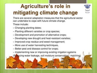 Impact of climate change on agriculture and food A Presentation to NGO ...