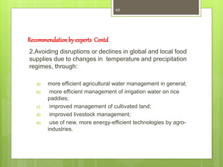 Impact of climate change on agriculture and food A Presentation to NGO ...