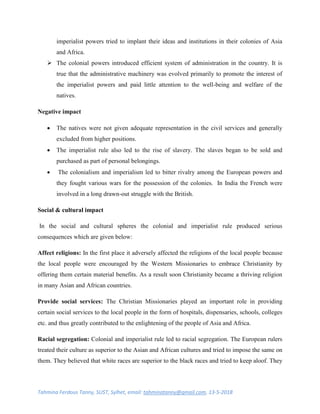 Impact of colonialism on british india and east pakistan | PDF