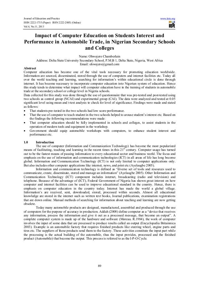 Impact of computer to students
