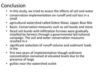 Impact of conservation practices on runoff and soil properties | PPTX