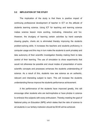 Impact of continuing professional development (cpd) of teachers in information and communication technology to learning sc...