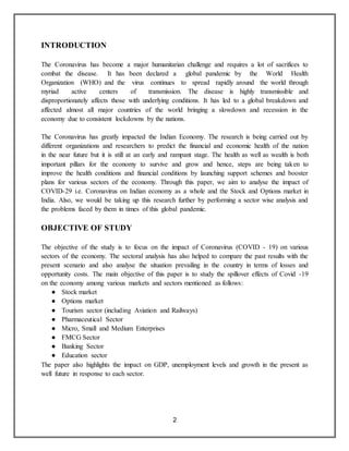 Impact of corona virus on Indian economy | DOCX