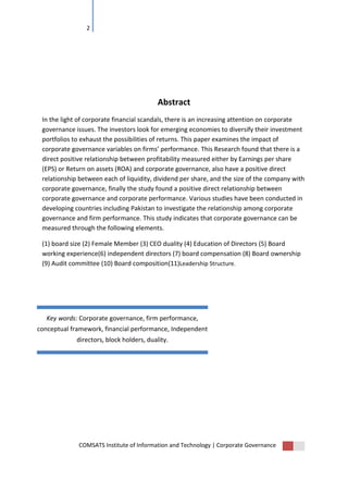 Impact of corporate governance on firm performance published | PDF