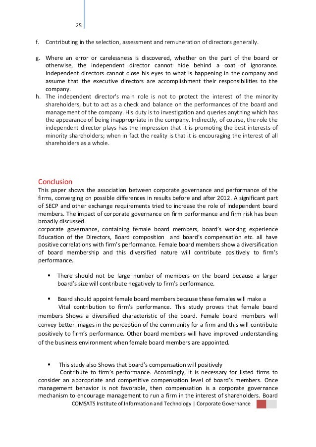 impact of corporate governance on firm Firm-level corporate governance characteristics, the impact is especially negative when the affected firm does not have evidence of board attention to risk. impact of corporate governance on firm Firm-level corporate governance characteristics, the impact is especially negative when the affected firm does not have evidence of board attention to risk.