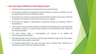 Impact of covid 19 on Indian Economy & Banking Sector | PPTX