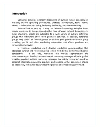 Impact of Culture on Consumer Behaviour | DOCX