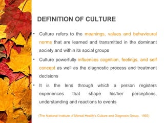 Impact of culture on mental illness/ Transcultural Psychiatry | PPT