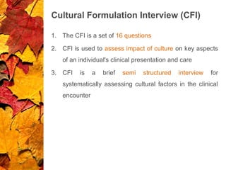 Impact of culture on mental illness/ Transcultural Psychiatry | PPT