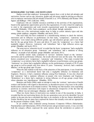 Impact of demographic factors on motivation article OF EMPLOYEES IN ...