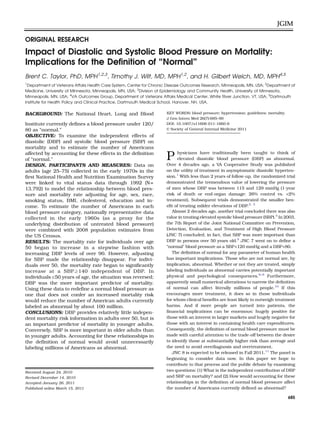 Impact of diastolic and systolic blood pressure on mortality ...